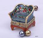   Chair Rhinestone Bejeweled Enamel Trinket Jewelry Charm Box AA13