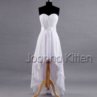 WHITE Chiffon cocktail Evening Bridesmaid Prom Dress Size 2 4 6 8 10 