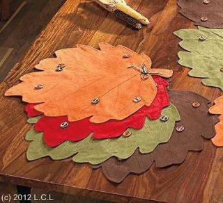 THANKSGIVING HARVEST HOLIDAY FALL TABLE DECOR PLACE MAT SET EMBROIDERY 