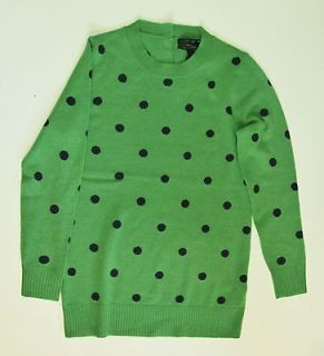 Crew Collection Cashmere Polka Dot Sweater XS Green Atlantic
