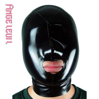 Angelevil Brand Handmade Latex Rubber Hood Mask open mouth and nose 