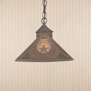 Stockbridge Hanging Shade Light with Country Primitive Punched Tin 