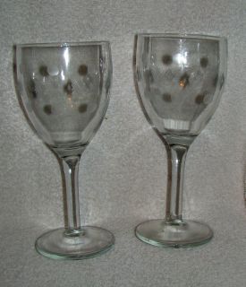 Vintage Pair of Beautifully Stemmed Etched Wine Glasses