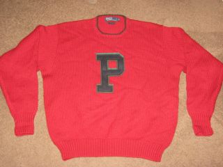 Mans XL Vtg POLO RALPH LAUREN Heavy Wool Letter P Letterman Sweater