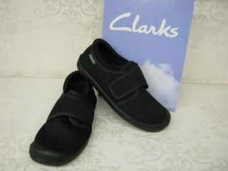 Childrens Clarks Black Canvas Velcro Plimsolls