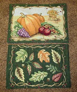   ~ Thanksgiving Harvest ~ Pumpkins & Fall Leaves Tapestry Placemat