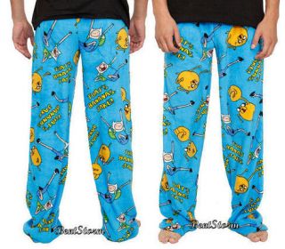   Time With Finn and Jake Plush Lounge Pants Pajamas Bananas Fleece PJS