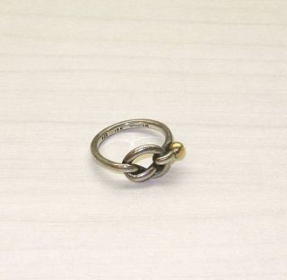 TIFFANY & CO LOVE KNOT RING 925 & 18K GOLD SIGNED SIZE 5.