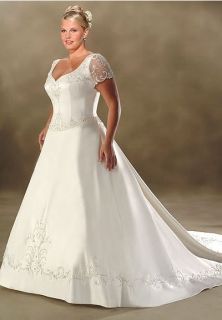 Short sleeve Plus size Wedding dress Bridal Gowns New