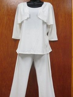   Off White 3/4 Sleeve Ruffle Top & Straight Leg Pants 2pcs/Set sz XL