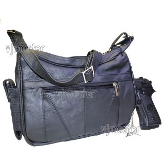 Concealed Carry Cross Body Leather Handbag Locking Gun Bag Purse