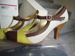 Matiko All leather T strap dance heels Vintage 40s style Reto 7 1/2 
