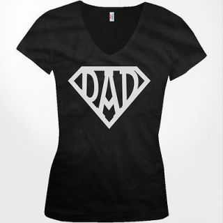   Superdad Superman Happy Fathers Day Paternal Love Girls VNeck shirt