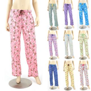 New Womens Pajama Pants Bottoms Cotton Blend Sleep Sleepwear Color 