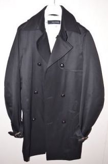 DSQUARED 2 WOOL PEA COAT OVER SUIT JACKET 50 MENS BLACK TRENCH 