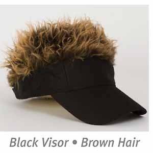   Bob Flair Brown Hair Black Hat Visor Funny Costume Accessory Golf