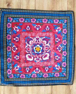 Brightly Colored Embroidered Pillow case Peru Tapestry back South 