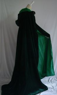 Velvet silk Hooded Cloak Capes Coat Halloween Wedding dresses LARP SCA 