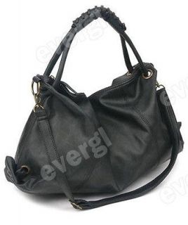   NEW FASHION PU Leather Handbags Totes HOBO Shoulder Bag BLACK FB0178D