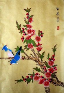 Japanese Silk Calligraphy/Pa​inting*Flower & Birds*#325