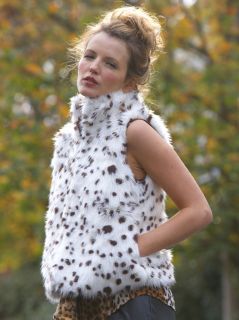 Lady Faux Fur Dalmatians short Waistcoat Fluffy winter Outwear Coat 
