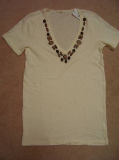 New J. Crew Wooden Necklace Tee Shirt NWT