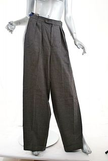 JEAN MUIR LONDON Charcoal Wool Plaid Trousers Vinta​ge HEPBURN STYLE 