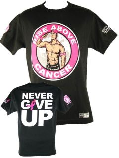 John Cena Pink Rise Above Cancer WWE Black T shirt