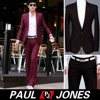 Korea Mens Fashion Stylish Slim Fit One Button Suit