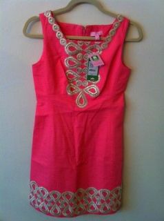 Lilly Pulitzer Dress Adelson Shift Gold Pink size 0 XS NWT Sold Out 