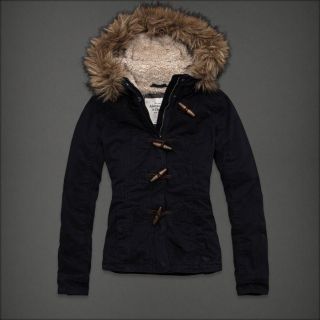 NWT Womens Abercrombie & Fitch JORDAN FUR Hoodie Winter Jacket Coat 
