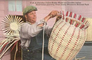 Cherokee Basket Maker Indian Native American Postcard