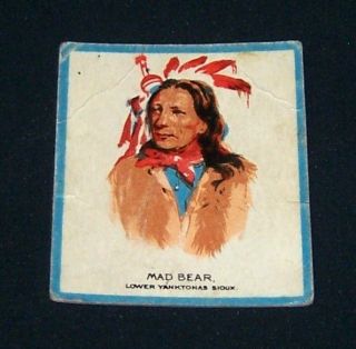 1933 Canadian Chewing Gum INDIANS Card No.20 MAD BEAR *Scarce* 