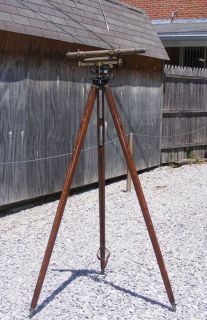   1800s Heller & Brightly Wye Level Transit Compass Survey Tool & Tripod