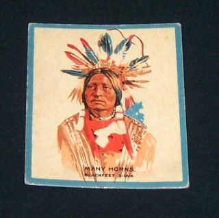 1933 Canadian Chewing Gum INDIANS Card No.32 MANY HORNS *Scarce* 