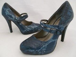 Wanted Blue Turquoise Faux Snakeskin Pumps Heels sz 6.5