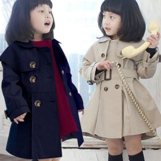NEW Childrens clothing Girls Outerwear Double breasted Trench Coat 