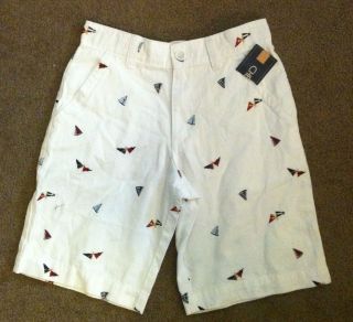 New CHEROKEE Boys NAUTICAL Embroidered SAILBOATS Dress Shorts 
