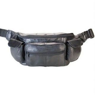 New Black Solid Leather Fanny Pack Travel Waist Belt Bag Pouch Cell 
