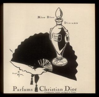 1955 Rene Gruau art Christian Dior Miss Dior perfume vintage print ad