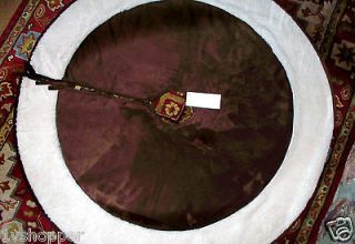 Christmas Tree Skirt Country Rustic Cabin Brown Faux Suede Berber 60 