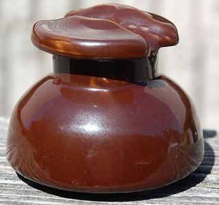 Chocolate Brown Porcelain Ceramic Telephone or Telegraph Insulator 