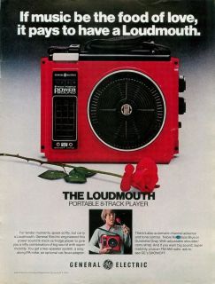 1976 ad, General Electric Portable 8 Track Cartridge Player ~ THE 