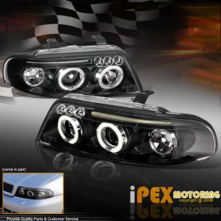 99 01 Audi A4/S4 B5 Sedan Wagon Halo LED Projector Black Head Light 