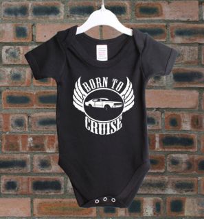 DODGE CHARGER1966 BORN TO CRUISE CLASSIC CAR BABY GROW VEST BC67