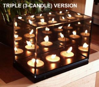 Magic Illusion TRIPLE INFINITY CANDLE MIRROR BOX LIGHT 3 candles look 