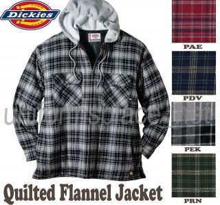 Dickies Hooded JACKET Plaid Flannel Shirt Jackets Quilted Lined HOOD 