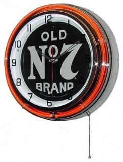 18 Orange Double Neon Wall Clock   OLD NO 7 Jack Daniels Tennessee 