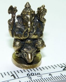Rare Ganesh / Ganesha Riding a Fish Mini Brass Statue 1.22 in tall x 