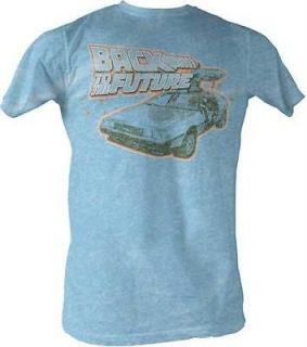  Licensed Back To The Future Blue And Orange Delorean Adult T Shirt